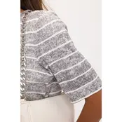 Tessa Striped Dolman Short Sleeve - Grey