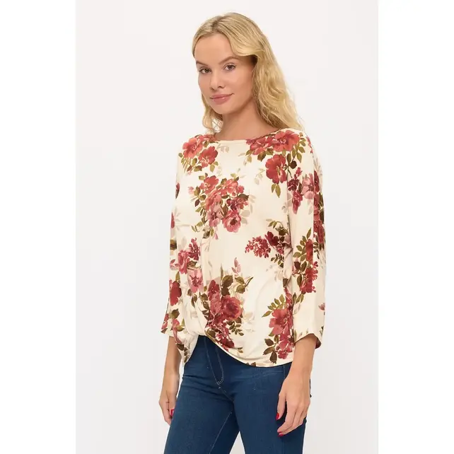 Susan Floral Print Dolman  Sweatshirt - Mauve