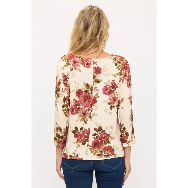 Susan Floral Print Dolman  Sweatshirt - Mauve