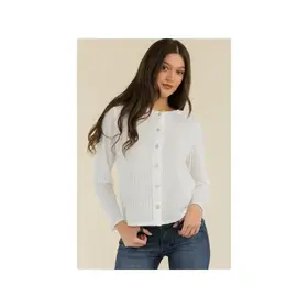 Cole Pearl Button Cropped Cardigan - Ivory