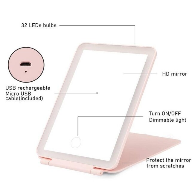 Rechargeable Travel Led Makeup Vanity Mirror Tablet