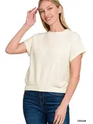 Benda Banded Bottom Short Sleeve Sweater