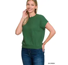 Benda Banded Bottom Short Sleeve Sweater