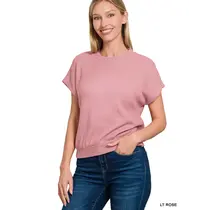 Benda Banded Bottom Short Sleeve Sweater