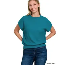 Benda Banded Bottom Short Sleeve Sweater