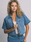 Jenda Short Sleeve Button Up Jacket - Jean Blue