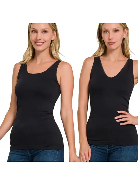 Zami 2 Way V-Neck/Scoop Neck Seamless Tank