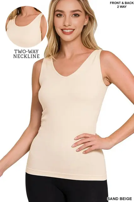 Zami 2 Way V-Neck/Scoop Neck Seamless Tank