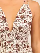 Polli Floral Smocked Maxi Dress - Cream Brown