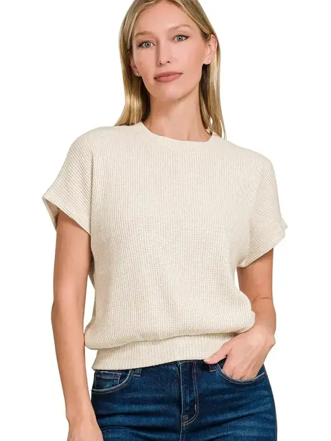 Benda Banded Bottom Short Sleeve Sweater