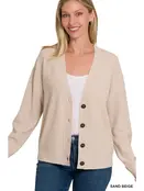 Layla Button Down Cardigan - Sand Beige