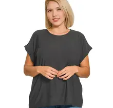 Jaleen Slub Cuffed Tee