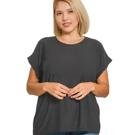 Jaleen Slub Cuffed Tee