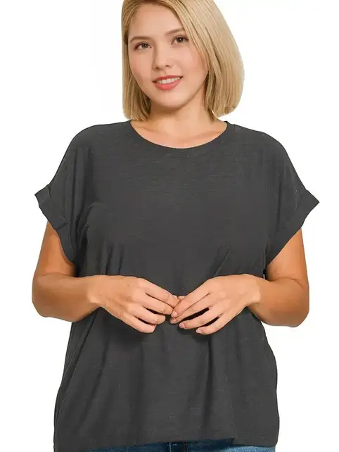 Jaleen Slub Cuffed Tee