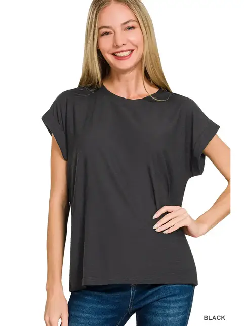 Jaleen Slub Cuffed Tee