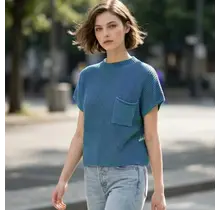 Jalie Mock Crop Sweater - Dusty Blue