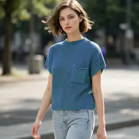 Jalie Mock Crop Sweater - Dusty Blue