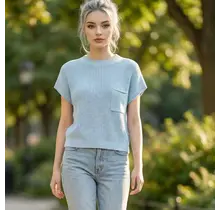 Jalie Mock Crop Sweater - LT Blue