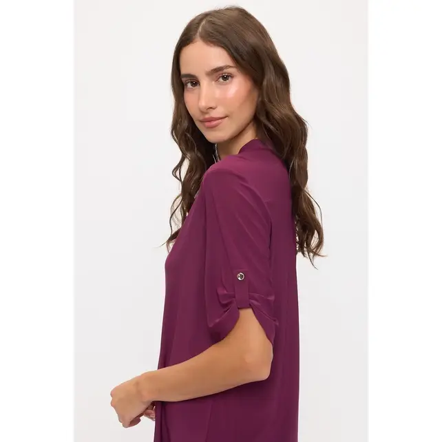 Ity Mandarin Half Placket Shirt - Beet