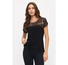 Della Embroidery Illusion Contrast Dolman - Floral