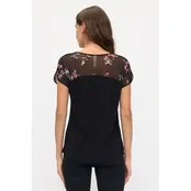 Della Embroidery Illusion Contrast Dolman - Floral