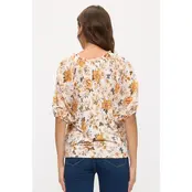 Floral Balloon Peasant - Ivory Taupe