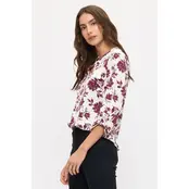 Anna Floral Crepe Top - Cream Wine