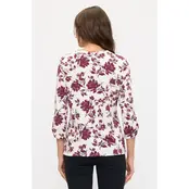 Anna Floral Crepe Top - Cream Wine