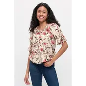 Ity Ruffle Peasant - Taupe Mauve Green