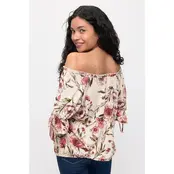 Ity Ruffle Peasant - Taupe Mauve Green