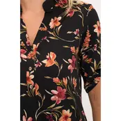 Floral Ity Mandarin Half Placket  Shirt - Black Berry Cream