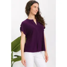 Ity Pleat Front Dolman Shirt - Plum