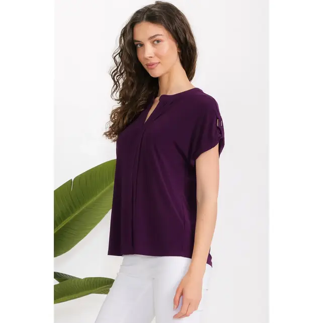 Ity Pleat Front Dolman Shirt - Plum