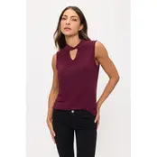 Keyhole Twist Mockneck Tank - Fig