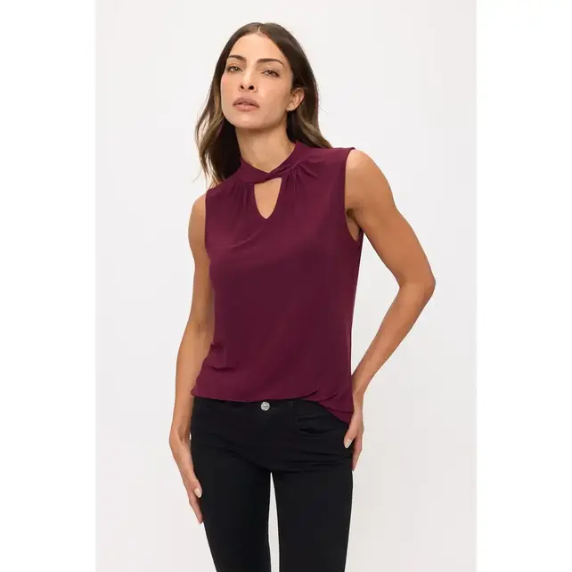 Keyhole Twist Mockneck Tank - Fig