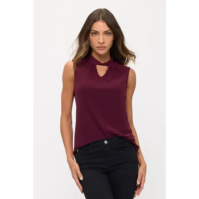 Keyhole Twist Mockneck Tank - Fig