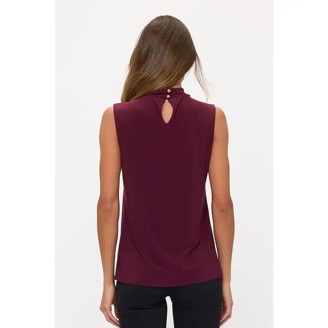 Keyhole Twist Mockneck Tank - Fig