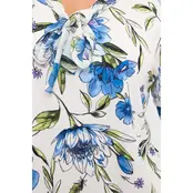 Mix Media Floral Blouse - Ivory Blue