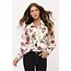 Mix Floral Ruffle Button Down Shirt - Ivory Purple Olive