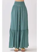 Ruffled Tiered Maxi Skirt - Sage Green