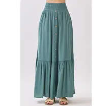 Ruffled Tiered Maxi Skirt - Sage Green