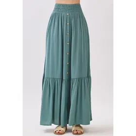 Ruffled Tiered Maxi Skirt - Sage Green