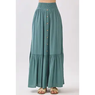 Ruffled Tiered Maxi Skirt - Sage Green
