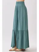 Ruffled Tiered Maxi Skirt - Sage Green