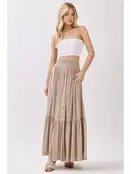 Ruffled Tiered Maxi Skirt - Sand