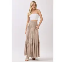 Ruffled Tiered Maxi Skirt - Sand