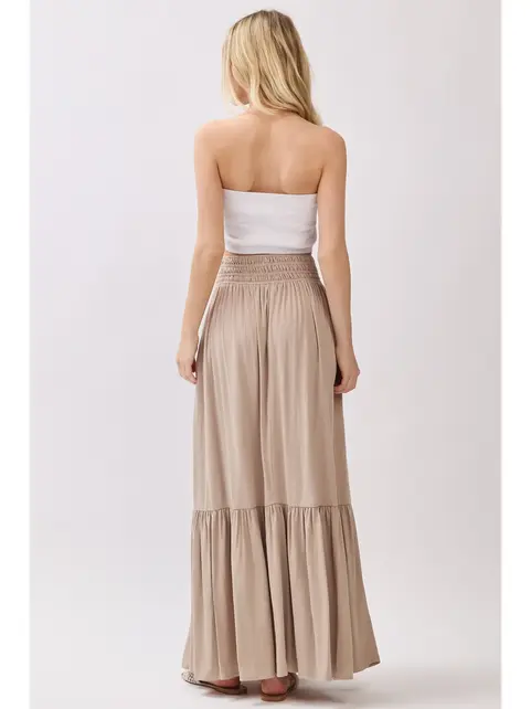 Ruffled Tiered Maxi Skirt - Sand