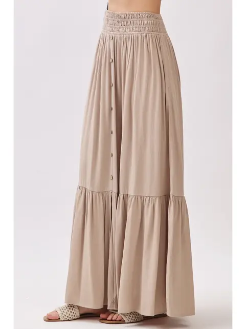 Ruffled Tiered Maxi Skirt - Sand