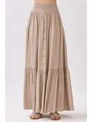 Ruffled Tiered Maxi Skirt - Sand