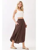Smocked Waist Flowy Skirt - Chocolate